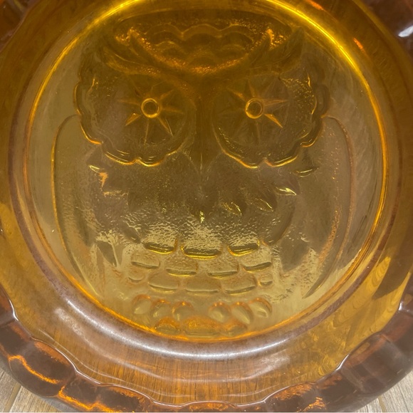 VTG Amber Glass OWl Ashtray Trinket Dish Beautiful Collectible Cabin Or Office - Picture 5 of 12